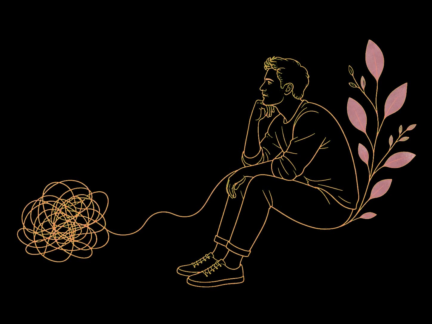 A man pausing to make sense of a tangled relationship situation